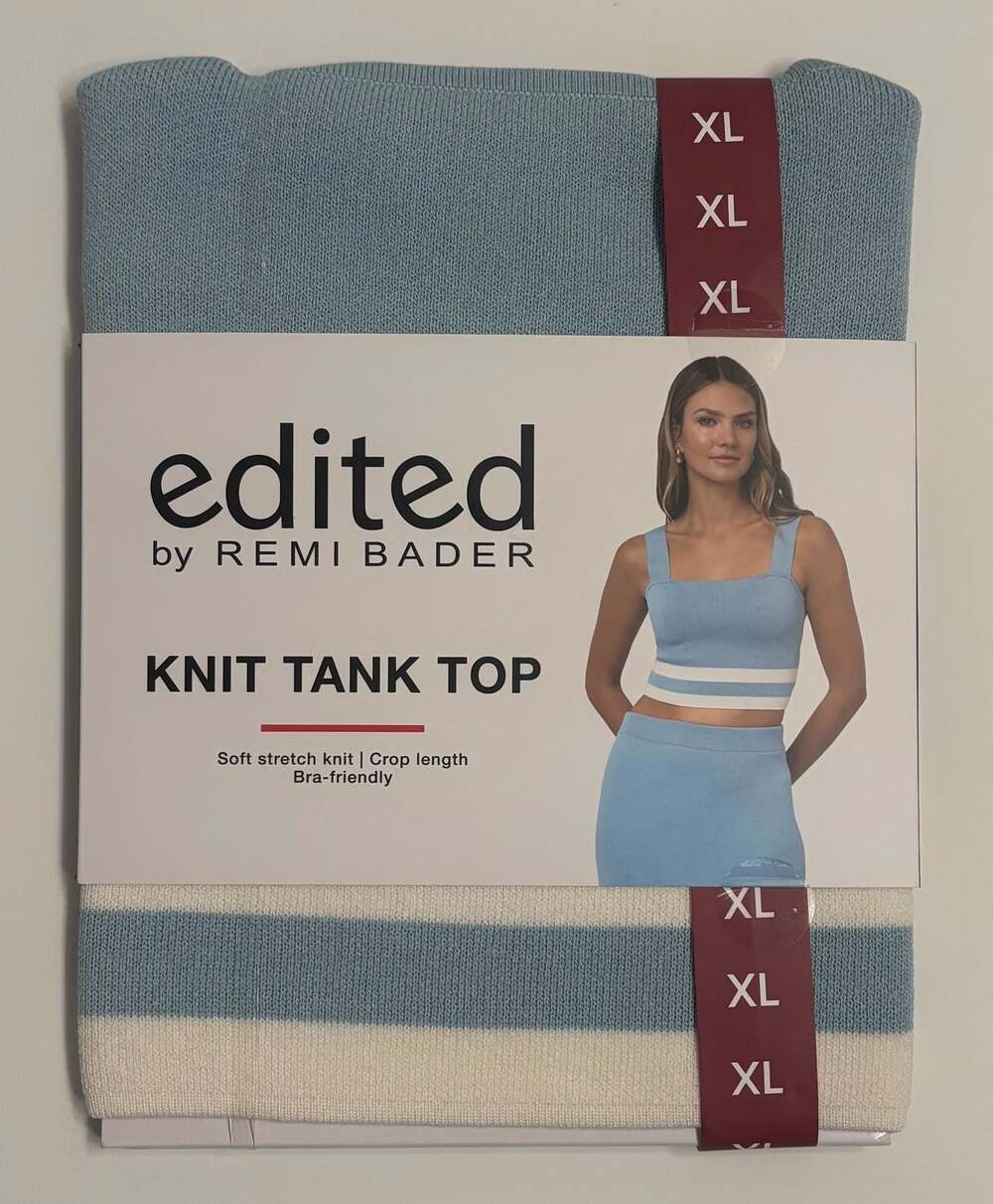 Edited by Remi Bader Knit Tank Top in Light Blue, Size XL